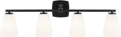 Kichler Marant 33.25" 4-Light Vanity Light with Opal Glass in Black, for Bathroom, Powder Room, Over a Mirror, (33.25" W x 9.5" H), 55217BK