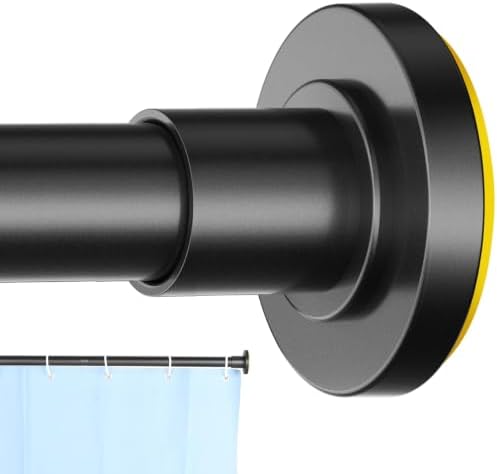 CorkLatta Black Shower Curtain Rod 31 to 104 Inch,1 Inch Diameter Adjustable Spring Tension Curtain Rod No Drilling Stainless Steel Telescoping Rod,No Rust