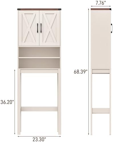 Vabches Over The Toilet Storage Cabinet with Adjustable Shelf, White