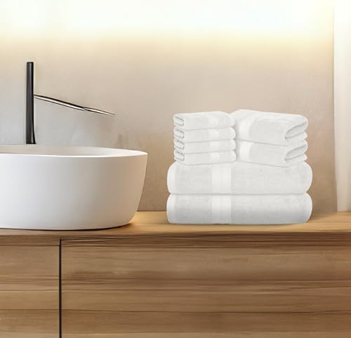 Avalon Towels White Bath Towels, White Towel Set, 8pc