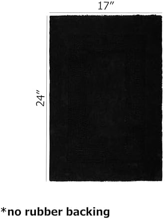 COTTON CRAFT 2 Pack Reversible Bath Mat - Soft Plush Bath Rug -17x24- Black
