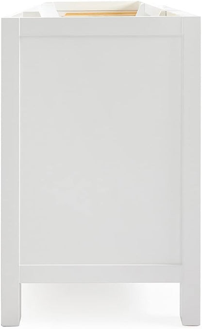 ARIEL Cambridge 60-inch Bathroom Vanity Base Cabinet,Solid Wood, 2 Soft Closing Doors, 9 Dovetail Drawers, White