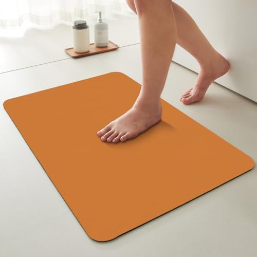 TYUU Thin Bath Mat, Bathroom Rugs Non Slip Washable, 20x48 Orange