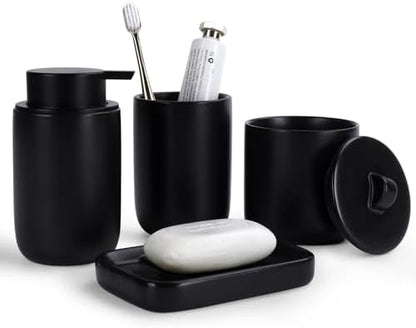 BosilunLife Black Ceramic Bathroom Accessories Set of 4