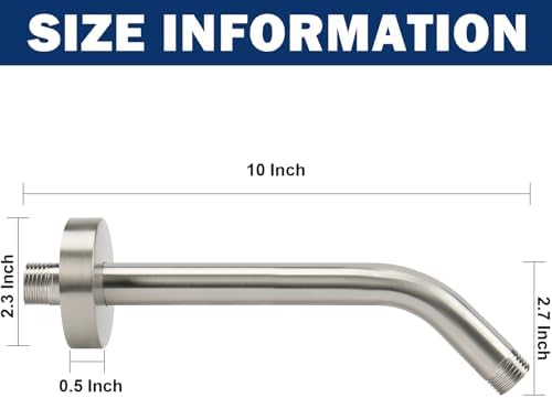 NearMoon Shower Arm with Flange, Made of 304 Stainless Steel Shower Extension Extender Pipe, Wall-Mounted for Fixed Bathroom Showerhead, Never Rust (10 Inch, Brushed Nickel)