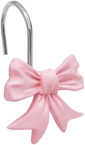 CHICTIE Decorative Shower Curtain Hooks, Bow Knot Shower Curtain Rings Hooks for Bathroom Baby Kids Room Rustproof Shower Hooks (Pink)