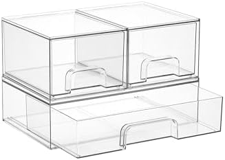Vtopmart Clear Stackable Storage Drawers Set of 5, Plastic Organizer Bins