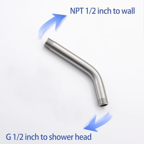 Wall Mounted Shower Arm Extension Head Holder Stainless Stee for Elbow Bathroom Accessories Pipe Bath Tube Brushed Nickel,SW-RD91018-6BN.