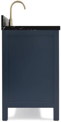 ARIEL Cambridge 48 Inch Single Rectangle Sink Bathroom Vanity with Nero Marquina Black Quartz Countertop 1.5 Inch in Midnight Blue