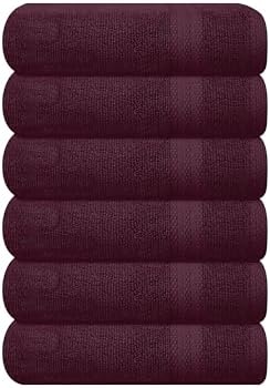 GLAMBURG Ultra Soft 6-Piece Hand Towel Set 16x28-100% Ringspun Cotton - Durable & Highly Absorbent Hand Towels - Ideal for use in Bathroom, Kitchen, Gym, Spa & General Cleaning - Burgundy