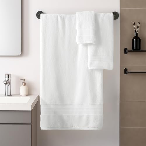 REDKISS 8 Piece White Towels Set, 100% Cotton Luxury Towel 600 GSM
