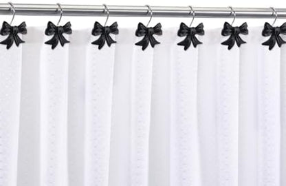CHICTIE Decorative Shower Curtain Hooks, Bow Knot Shower Curtain Rings Hooks for Bathroom Baby Kids Room Rustproof Shower Hooks (Black)