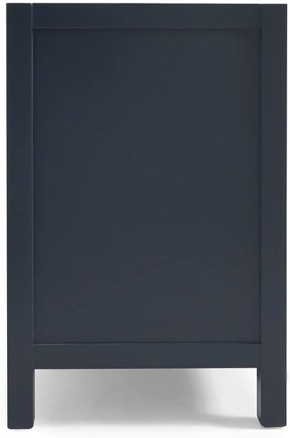 ARIEL Cambridge 54-inch Bathroom Vanity Base Cabinet,Solid Wood, 2 Soft Closing Doors, 9 Dovetail Drawers, Midnight Blue