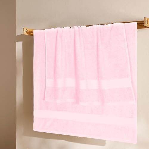 GLAMBURG Premium Cotton 4 Pack Bath Towel Set - 100% Pure Cotton - 4 Bath Towels 27x54 - Ideal for Everyday use - Ultra Soft & Highly Absorbent - Pink