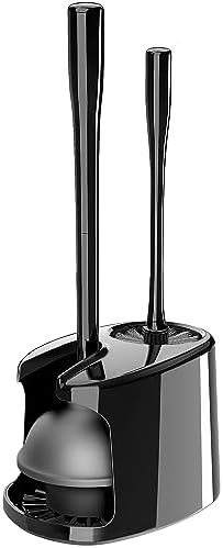 MR.SIGA Toilet Plunger and Brush with Holder for Toilet Cleaning, Black