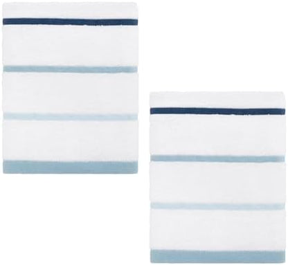 IZOD – Hand Towels, Plush Ringspun Cotton Blend with Striped Design and Dark Hem Finish, Set of 2 (Sandbar Blue)