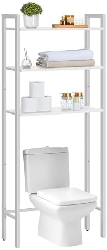HOOBRO Over The Toilet Storage, 3-Tier Bathroom Organizer Shelf Over Toilet, Freestanding Bathroom Storage Shelves, Space Saver, Easy to Assemble for Room, White WT41TS01