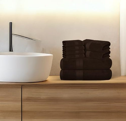 Avalon Towels Chocolate Brown Towels, Brown Towel Set, 8pc