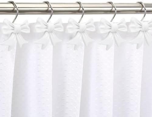 CHICTIE Decorative Shower Curtain Hooks, Bow Knot Shower Curtain Rings Hooks for Bathroom Baby Kids Room Rustproof Shower Hooks (White)