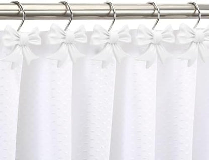 CHICTIE Decorative Shower Curtain Hooks, Bow Knot Shower Curtain Rings Hooks for Bathroom Baby Kids Room Rustproof Shower Hooks (White)