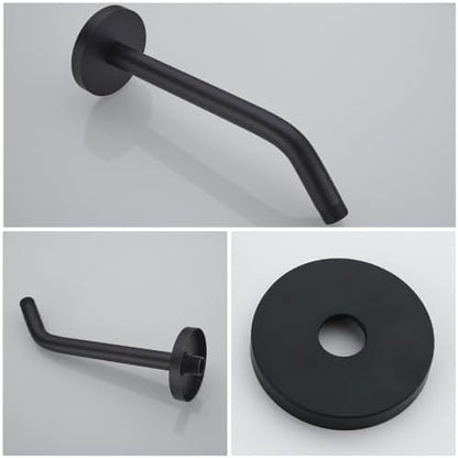 Shower Arm with Flange,Ceiling Mount Replacement Rain Shower Head Straight Arm Ceiling-Mounted For Fixed Shower Head & High Pressure Rain 10 Inch Matte Black,SW-RD91018-10MB.