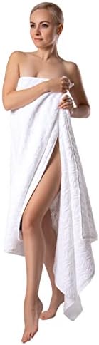 BAGNO MILANO Turkish Cotton Bath Towels, Hand Towels - Soft Plush Jacquard Collection Luxury Towels Set (White, Bath Towel Set of 2)