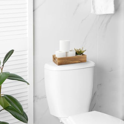 ALELION Bathroom Basket for Toilet Tank -Wooden Decorative Back of Toilet Basket Organizer for Organizing Paper, Towels, and Bathroom Accessories, Brown