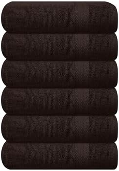 GLAMBURG Ultra Soft 6-Piece Hand Towel Set 16x28-100% Ringspun Cotton - Durable & Highly Absorbent Hand Towels - Ideal for use in Bathroom, Kitchen, Gym, Spa & General Cleaning - Chocolate Brown