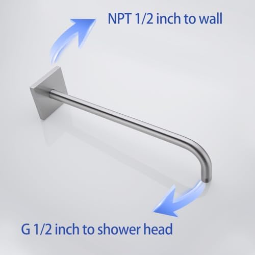 Shower Arm, Extra Extension Arm with Flange, Stainless Steel Wall-Mounted Showerhead Extender Pipe,16 Inch Brushed Nickel Finish,SW-91018-16BN-SQ.