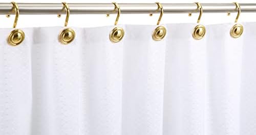 CHICTIE Gold Shower Curtain Hooks Rings, Decorative Shower Hook for Shower Curtain, Rustproof Modern Shower Rings Hangers for Bathroom Curtains Rods, Set of 12