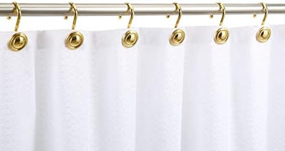 CHICTIE Gold Shower Curtain Hooks Rings, Decorative Shower Hook for Shower Curtain, Rustproof Modern Shower Rings Hangers for Bathroom Curtains Rods, Set of 12