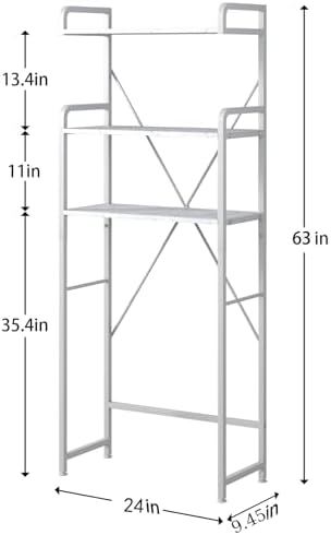 Huhote Over The Toilet Storage Rack with 3-Tier Bathroom Shelves, Space Saver Toilet Shelf, Bathroom Storage Organizer with Hooks for Over Toilet Storage and Bathroom Shelf (White Faux Marble)