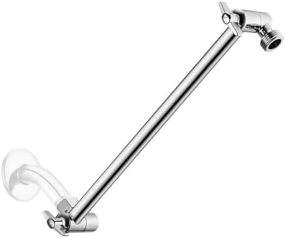 11 Inch Adjustable Shower Head Extension Arm With Locking Set Screw, Singing Rain 304 Stainless Steel Chrome Angle Height Adjustable, Easy Install, G1/2 Universal Connector Compatible (Chrome Finish)