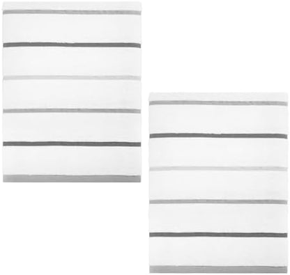 IZOD – Bath Towels, Plush Ringspun Cotton Blend with Striped Design and Dark Hem Finish, Set of 2 (Sandbar Grey)