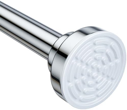 Ausemku Shower Curtain Rod - 32-104 Inch Rustproof Tension Rod, Non-Slip Spring Design, No Drilling Adjustable Curtain Rod for Bathroom, Kitchen, and Closet（Silver）