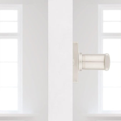 Kwikset Breton Dummy Door Handle 2 Pack, Single Sided Lever for Closets, French Double Doors, and Pantry, Satin Nickel Non-Turning Reversible Interior Push/Pull Lever, with Microban Protection