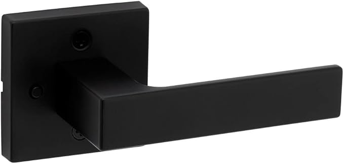 Kwikset Singapore Interior Privacy Door Handle with Lock, Door Lever for Bathroom and Bedroom, Matte Black Reversible Keyless Turn Lock, with Microban Protection (Pack of 4)