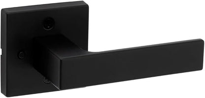 Kwikset Singapore Interior Privacy Door Handle with Lock, Door Lever for Bathroom and Bedroom, Matte Black Reversible Keyless Turn Lock, with Microban Protection (Pack of 4)