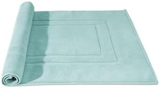 Feather & Stitch 2 Piece Towel Like Bath Mats (30x21 Inch) 100% Cotton Terry Bath Mats, Bathroom Shower Floor Mats [NOT A Bathroom Rug], Soft Absorbent Washable Mats - Sea Foam