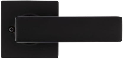 Kwikset Breton Dummy Door Handle 2 Pack, Single Sided Lever for Closets, French Double Doors, and Pantry, Matte Black Non-Turning Reversible Interior Push/Pull Lever, with Microban Protection