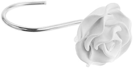 12PCS Rose Shower Curtain Hooks Anti Rust Decorative Shower Curtain Rings
