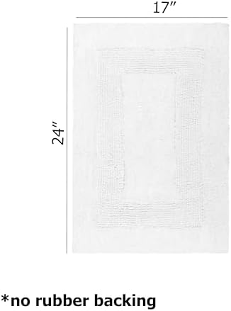 COTTON CRAFT 2 Pack Reversible Bath Mat - Soft Plush Bath Rug -17x24- White