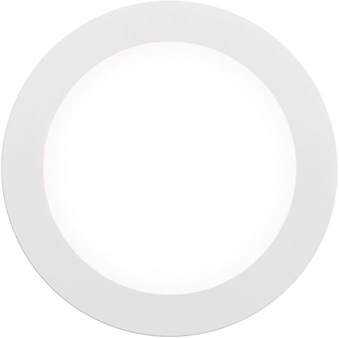 Juno Slim Basics 4 Inch LED Ceiling Light, Low Profile Surface Mount Downlight for Shower or Closet Lighting, 3000K/4000K/5000K Selectable White Light, Edged Trim, Wet Rated, Matte White, 6 Pack