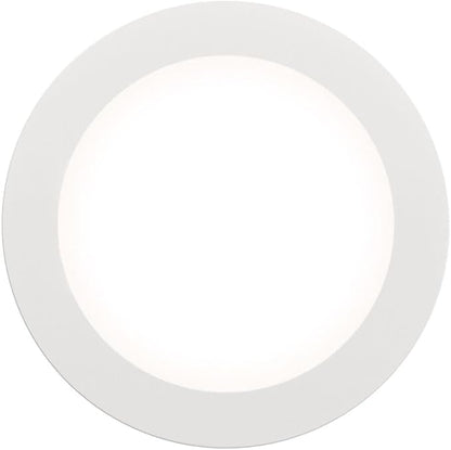 Juno Slim Basics 4 Inch LED Ceiling Light, Low Profile Surface Mount Downlight for Shower or Closet Lighting, 3000K/4000K/5000K Selectable White Light, Edged Trim, Wet Rated, Matte White, 6 Pack
