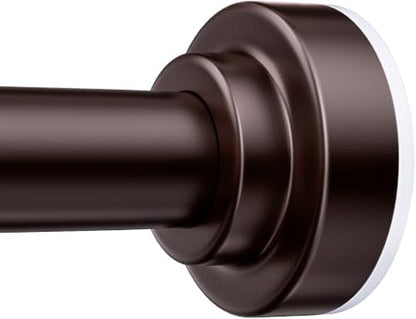TEECK Shower Curtain Rod, 32-104 inch Adjustable Spring Tension Curtain Rod, Never Rust Anti-Slip Shower Curtain Rod for Bathroom, No Drilling, Never Collapse, Easy to Use, Brown