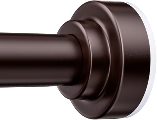 TEECK Shower Curtain Rod, 32-68 inch Adjustable Spring Tension Curtain Rod, Never Rust Anti-Slip Shower Curtain Rod for Bathroom, No Drilling, Never Collapse, Easy to Use, Brown