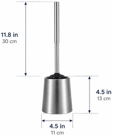 SUS304 Stainless Steel Toilet Brush and Holder Set Toilet Brush Case Cleaner for Toilet Bowl Bathroom Cleaning Brush Caddy Cepillo de Baño wih Oily Coating Brushed Stainless Chrome