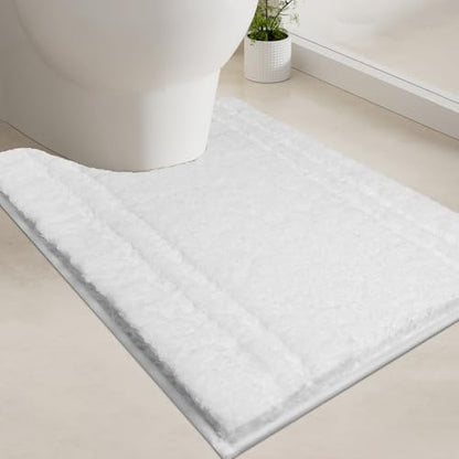 PURRUGS Bathroom Rug, Bath Mat, 20" x 24" U-Shaped, White