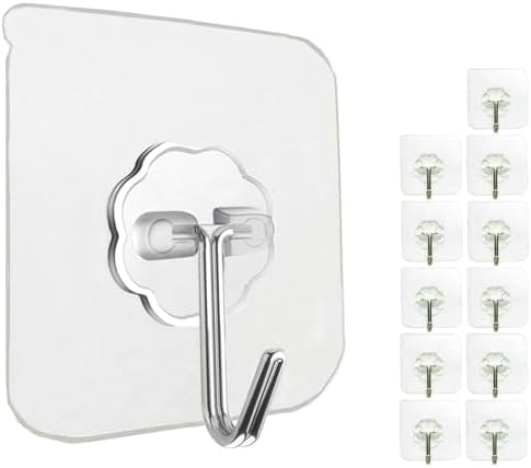 Jwxstore 12 Pack Wall Hooks for Hanging 33LB Heavy Duty Self Adhesive Hooks
