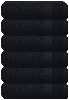 GLAMBURG Ultra Soft 6-Piece Hand Towel Set 16x28-100% Ringspun Cotton - Durable & Highly Absorbent Hand Towels - Ideal for use in Bathroom, Kitchen, Gym, Spa & General Cleaning - Black